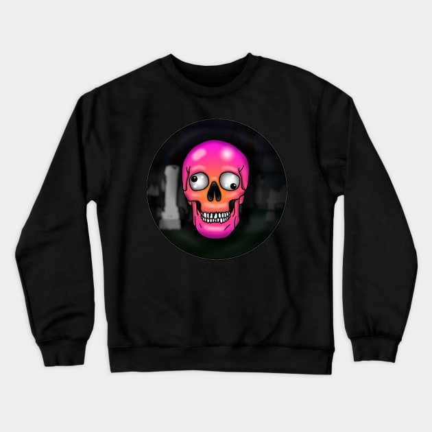 Skull with googly eyes, with background Crewneck Sweatshirt by Zippy's House of Mystery